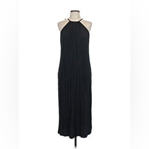 A New Day Black Knit Plisse Halter Midi Shift Dress Med NEW with tags